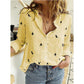 Freizeit Weiß Gelbe Hemden Knopf Revers Cardigan Top Lady Lose Langarm Oversized Shirt Damen Blusen Casual Tunika Blusas