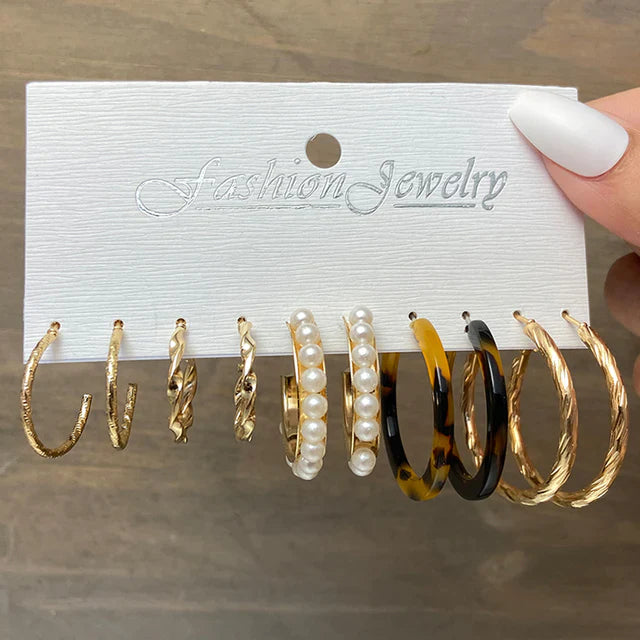 Vintage Gold Farbe Ohrringe Set Geometrie Perle Ohrringe Für Frauen Einfache Quadratische Runde Mode Party Schmuck 2022 Neu
